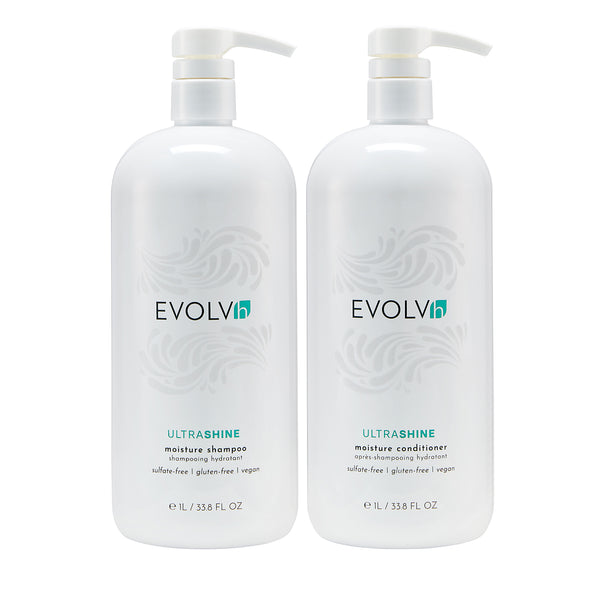 EVOLVh UltraShine Moisture Shampoo & Conditioner Liter Duo